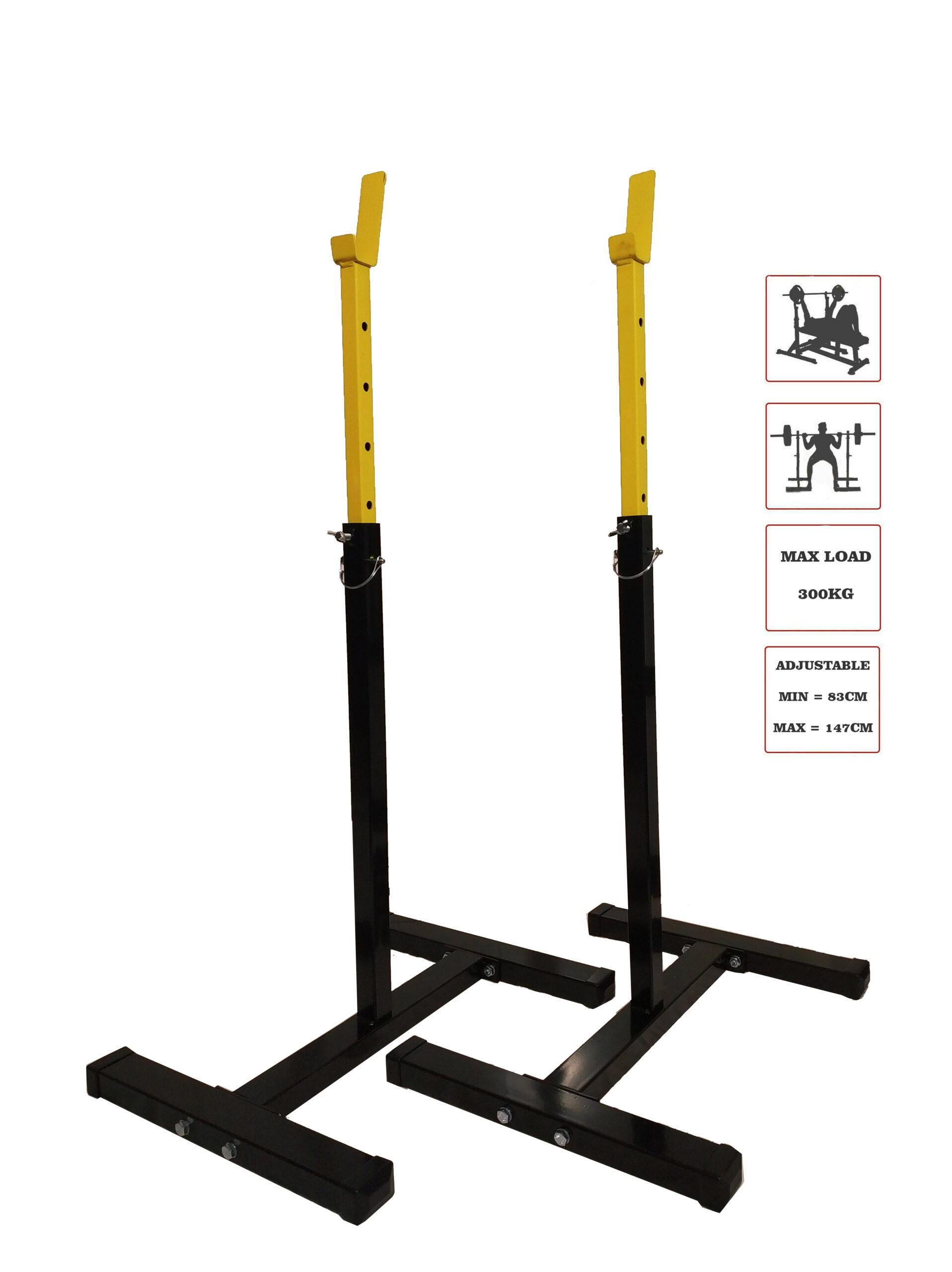 yellow squat bench stands